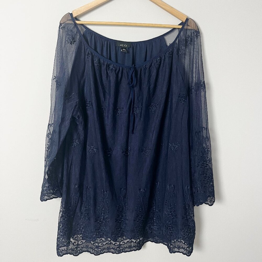2/$30 Alyx Navy Embroidered Top 2X